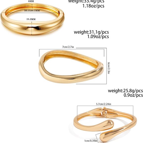 14K Gold Twist Cuff Bangle for Women - Trendy Wide Open Arm Jewelry - Picture 7 of 7